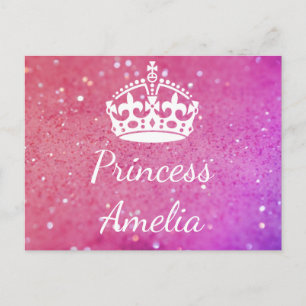 Postal Princesa (Su Nombre) Corona Rosa Bokeh