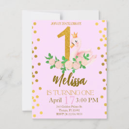 Postal Princesa Swan invitando a un cumpleaños