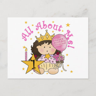 Postal Princesa todo sobre mí primera camiseta de cumplea