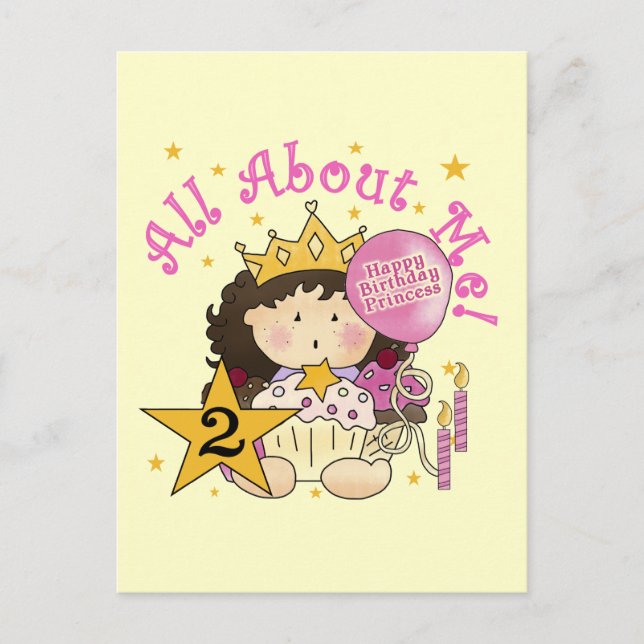 Postal Princesa todo sobre mí segundo cumpleaños (Anverso)