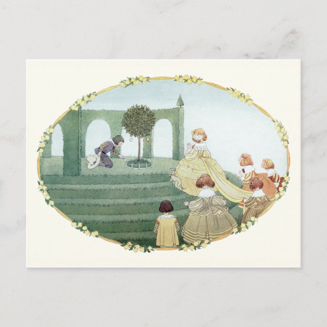 Postal Princesa Tudor y mucamas por H. Willebeek Le Mair (Anverso)