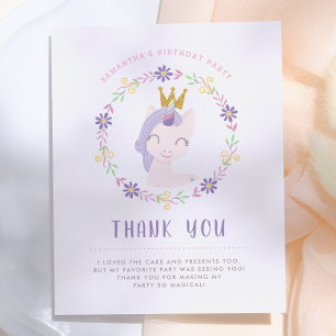 Postal Princesa Unicornio Mágico   Gracias por el Cumplea