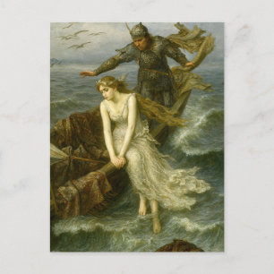 Postal Princesa y Caballero en el Mar Arte de Fantasía Me