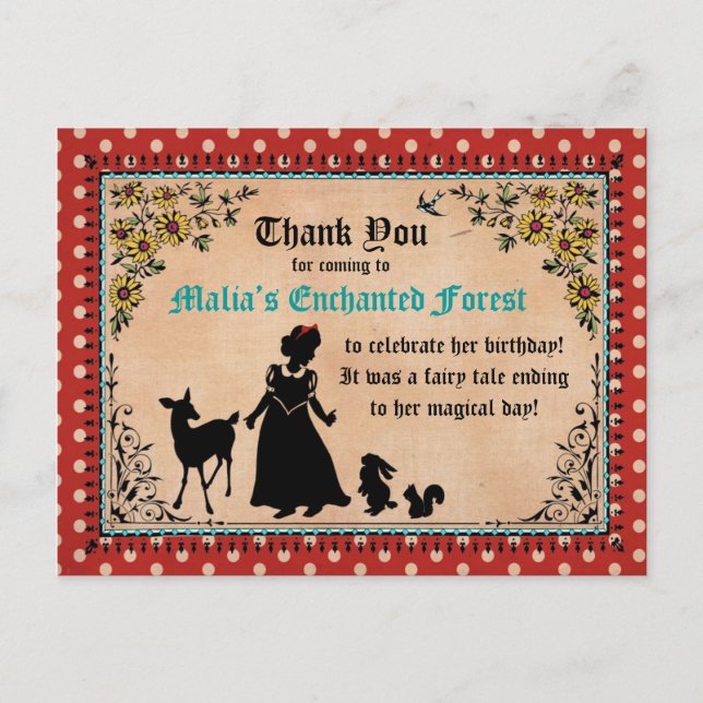 Postal Princess Fairy Tale Gracias Postcard (Anverso)