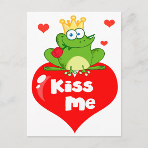 Postal príncipe rana besame lindo en corazón dibujo anima