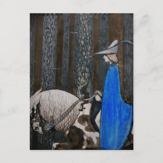 Postal Príncipe y Tomte (gnomo) en el bosque