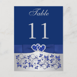 Postal PRINTED RIBBON Blue, Silver Table Number Postcard
