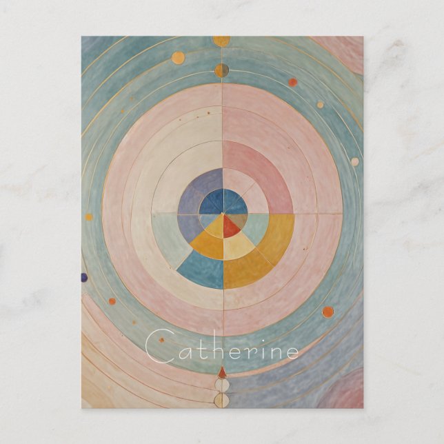 Postal Prisma Pastel: Ruedas de color Arcoiris (Anverso)