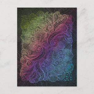 Postal Prismatic Swirl Arte de plumas fractales arcoiri