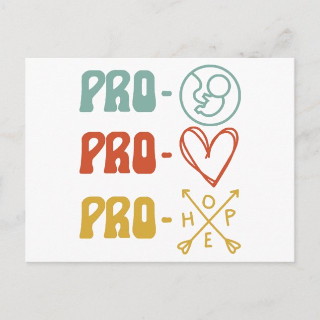 Postal Pro-Life Pro-Love Pro-Hope Vintage (Anverso)
