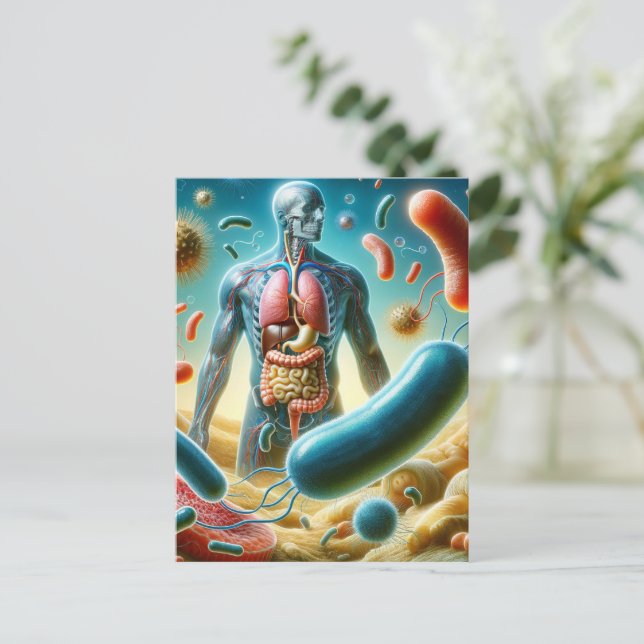 Postal Probióticos bacterias, biología, poscruce (Anverso de pie)