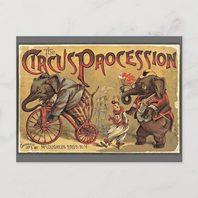 Postal Procesión Circus, 1888, vintage (Anverso)