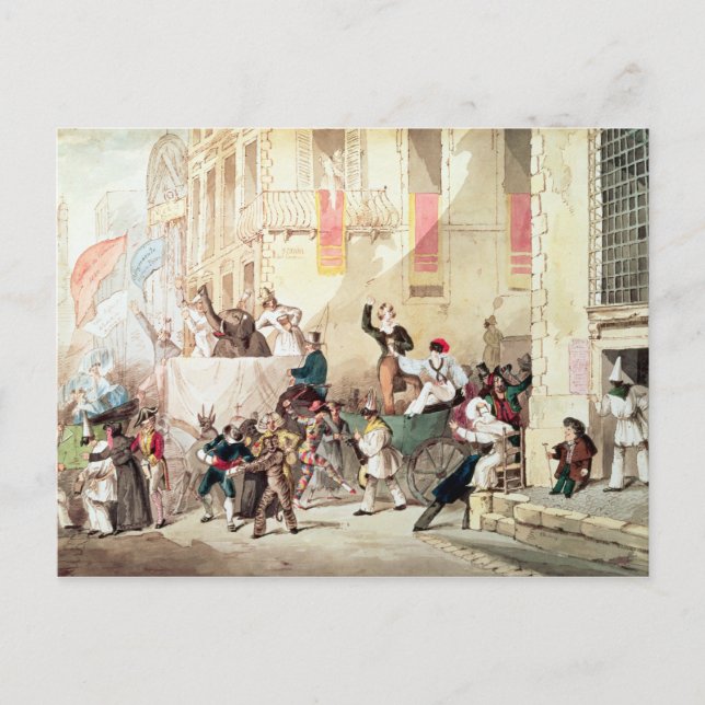 Postal Procesión de circo en Italia, 1830 (Anverso)