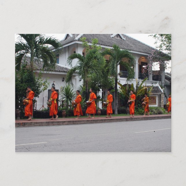 Postal procesión de luang alms (Anverso)