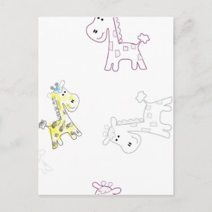 Postal producto con dibujo de Giraffe en color