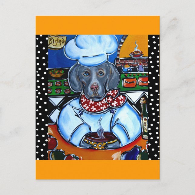 Postal Productos de Chef de Weimaraner (Anverso)
