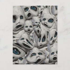 Postal productos de papel con cara de muñeca espeluznante