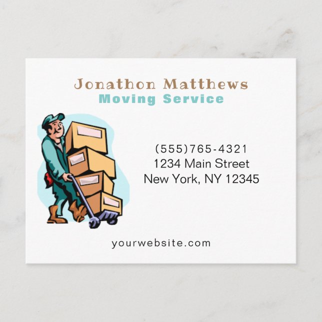 Postal Profesional Moving Guy Company Service Business (Anverso)