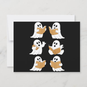 Postal Profesor de Halloween Fantasma Leyendo Libros Bibl