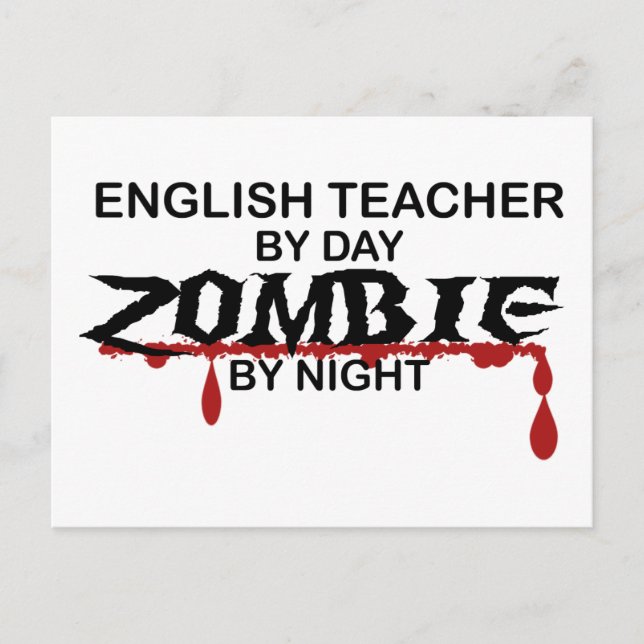 Postal Profesor de inglés Zombie (Anverso)