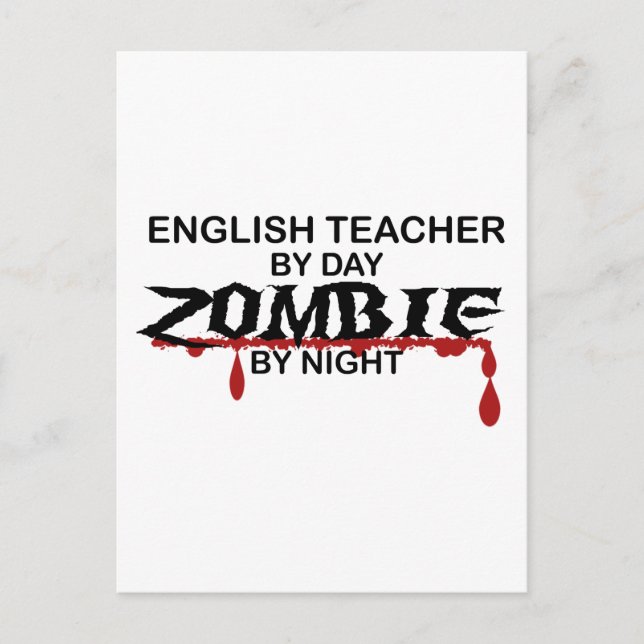 Postal Profesor de inglés Zombie (Anverso)