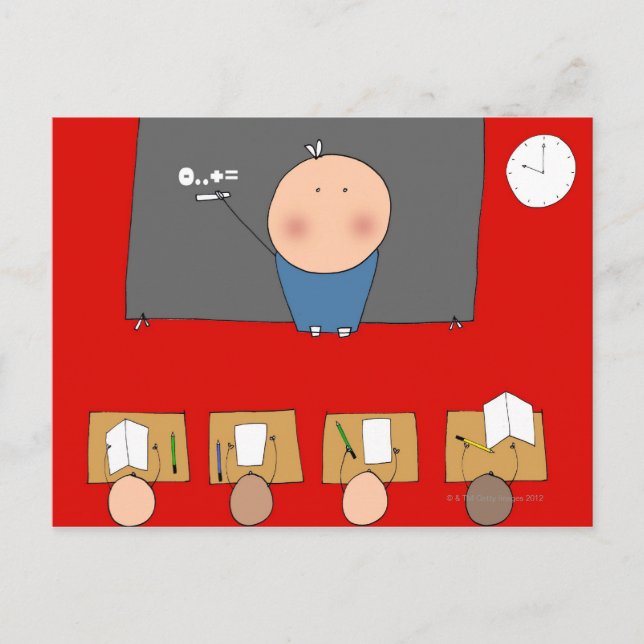 Postal Profesor delante de la sala de clase, visión (Anverso)