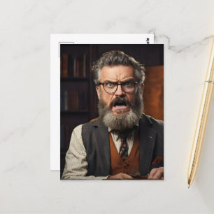 Postal Profesor loco de barba