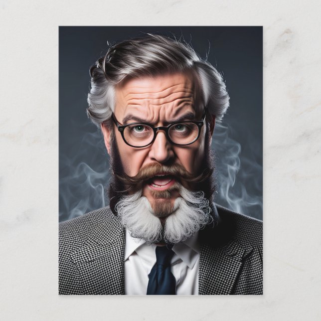 Postal Profesor loco de barba (Anverso)
