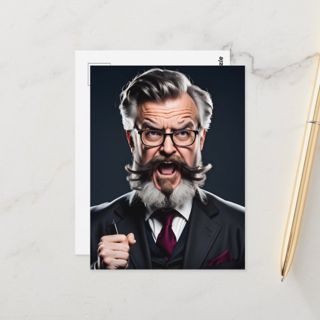 Postal Profesor loco de barba (Anverso/Reverso In Situ)