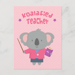 Postal Profesor Oso Koala Divertido y Lindo con Juegos de