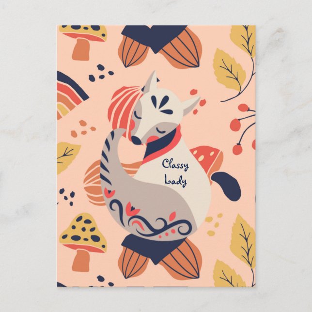 Postal Profesora mujer regalo CLASSY LADY Hygge Fox (Anverso)