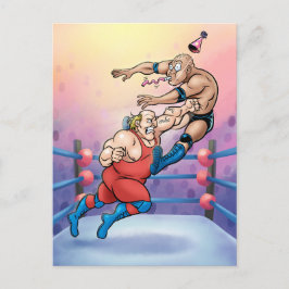 Postal Professional Wrestling Hit Birthday Card