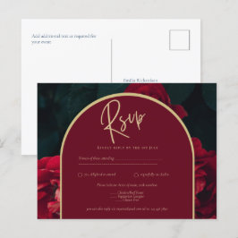 Postal Profunda Roses Rojos Selva Verde Boda de Invierno 