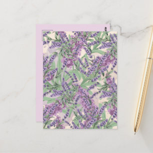 Postal Profusión de lavanda Polvo de lavanda Floral rústi