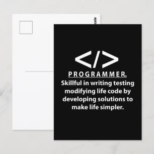 Postal Programador Desarrollador de Código Programador