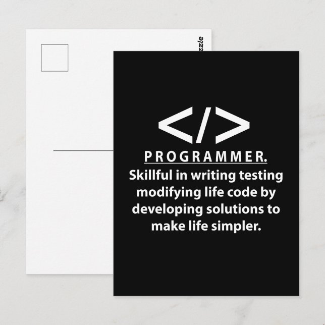 Postal Programador Desarrollador de Código Programador (Anverso / Reverso)