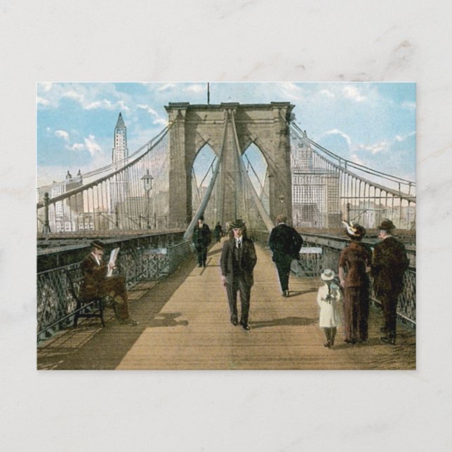 Postal "promenade" del puente de Brooklyn, New York City (Anverso)