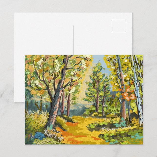 Postal Promenade en sous bois d'automne. (Anverso / Reverso)