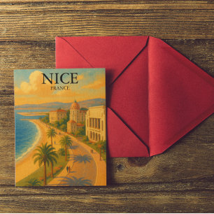 Postal Promenade Retro Niza Francia Riviera Francesa