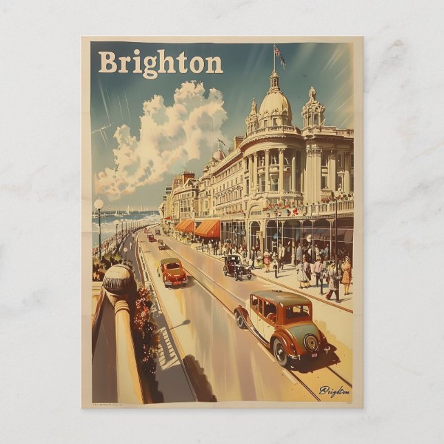 Postal Promenade vintage en Sunny Brighton (Anverso)