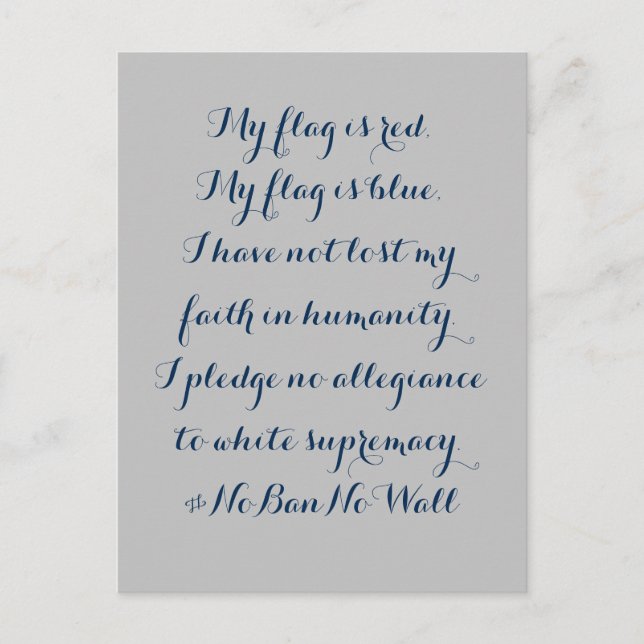 Postal Promete Que No Hay Lealtad A La Supremacía Blanca (Anverso)