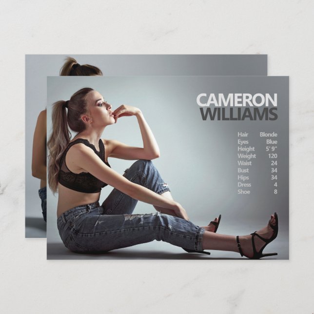 Postal Promoción de actor modelo de 2 lados (Anverso / Reverso)