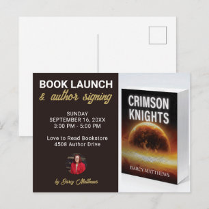 Postal Promoción de lanzamiento de libro y firma de autor