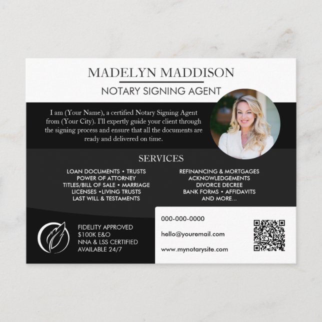 Postal Promoción de marketing del servicio de notario pro (Anverso)