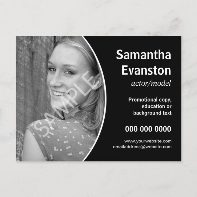 Postal Promoción de negro curvada en la cabeza de los art (Anverso)