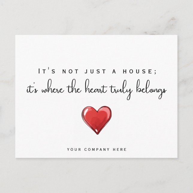 Postal Promoción de nueva propiedad inmobiliaria casera (Anverso)