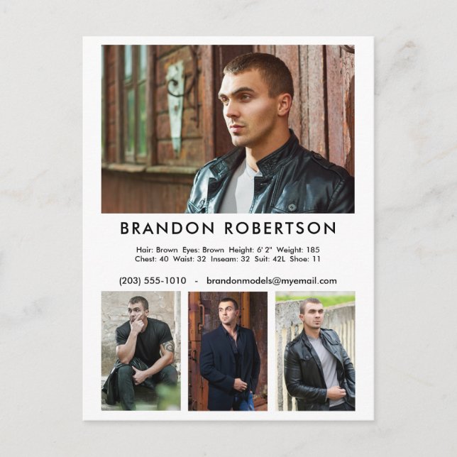 Postal Promoción de plantilla de fotografía Actor Model 4 (Anverso)