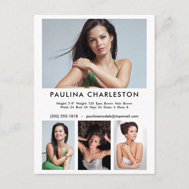 Postal Promoción de plantilla de fotografía Actor Model 4 (Anverso)