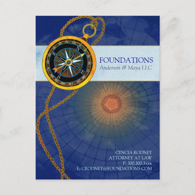 Postal Promoción Empresarial de Brújula Moderna y Elegant (Anverso)