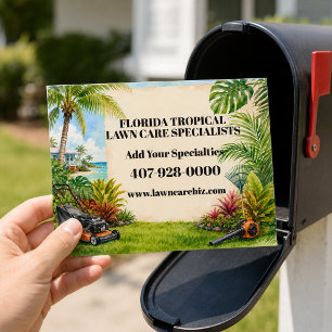 Postal Promocional de jardinería y cuidado de césped trop
